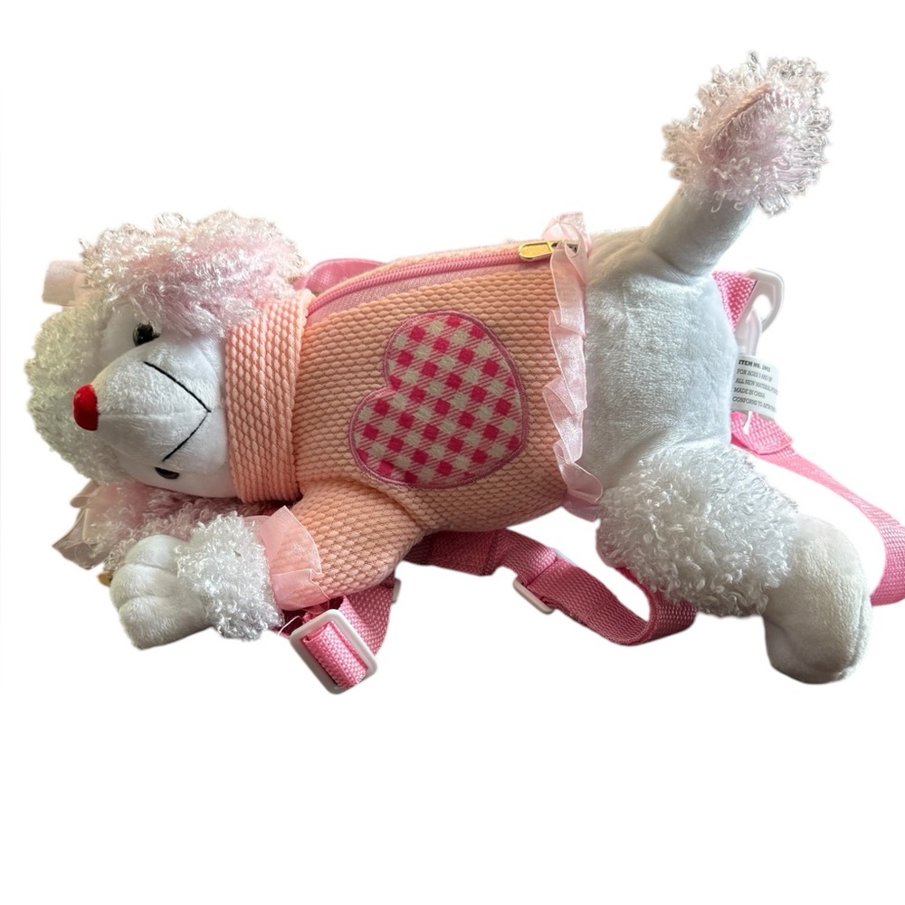 🔵 3/ $15 - Pink and White Poodle Plush Child Harness
